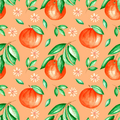 seamless pattern with orange fruit