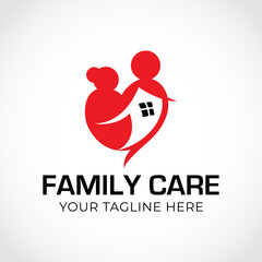 Fototapeta premium Family Care Logo Design Minimal Style Illustration. Family Care Sign Symbol Logotype. Happy Family Logo. Logo For Family. 