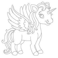 unicorn coloring page for children.
Outlined and color cute unicorns vector illustration for coloring book