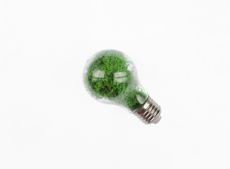 green eco light bulb isolated on white background