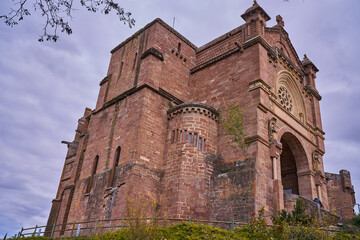 Fototapeta na wymiar Sanguesa, Navarra Spain march 6 2022, castle and the attached basilica of Javier