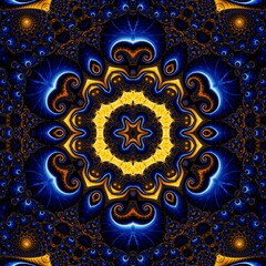 Blue Gold Abstract Art 956