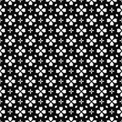 Black and white seamless pattern texture. Greyscale ornamental graphic design. Mosaic ornaments. Pattern template. Vector illustration. EPS10.