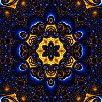 Blue Gold Abstract Art 954