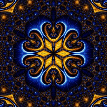 Blue Gold Abstract Art 952