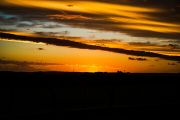 Sunrise on the field in the argentine pampas