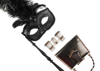 venetian mask, theater accessories isolated on white background