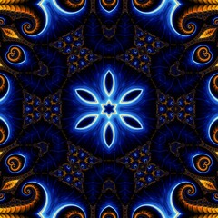 Blue Gold Abstract Art 891