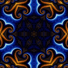 Blue Gold Abstract Art 890