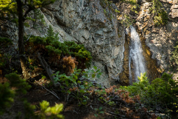 Starcreek waterfalls in the Crowsnest Pass mountains