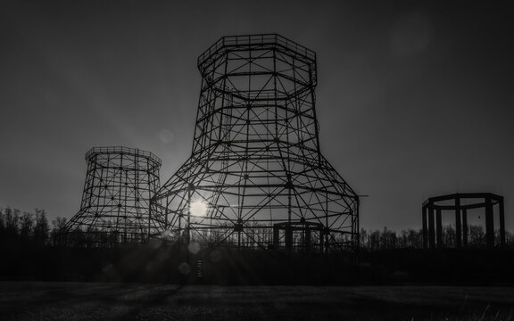 Steel skeleton of an old cooling tower