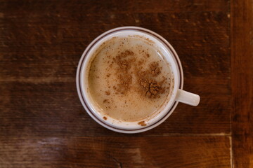 Cinnamon sahlep pulled from above, with a soft milky sugar inside.