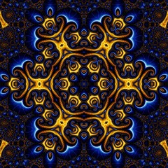 Blue Gold Abstract Art 769