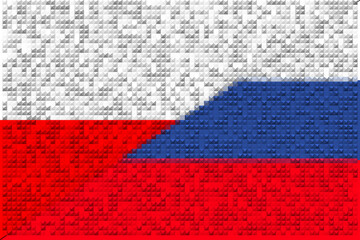 Poland Russia. Poland flag and Russia flag. Concept of aid, association of countries, political and economic relations. Horizontal design. Abstract design. Illustration. POLAND RUSSIA MISSILE