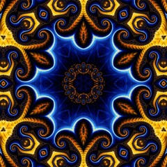 Blue Gold Abstract Art 734