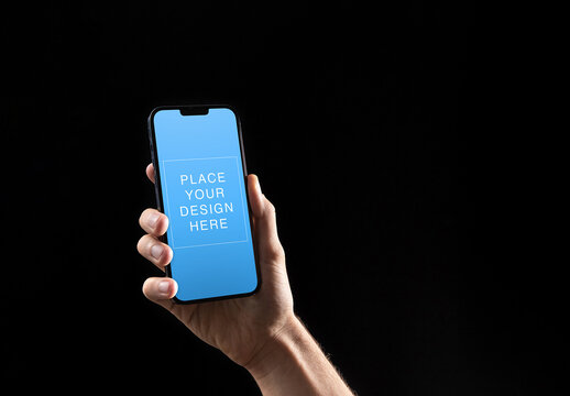 Newest Smartphone Model Mockup Isolated On Black Background