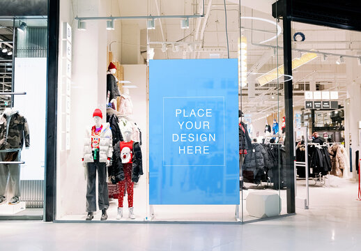 Brand Store Window Shopping Banner Mock-Up