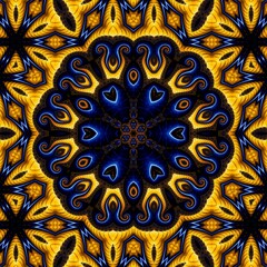 Blue Gold Abstract Art 639