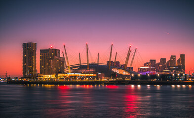 city skyline at dusk