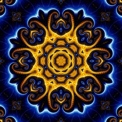 Blue Gold Abstract Art 541