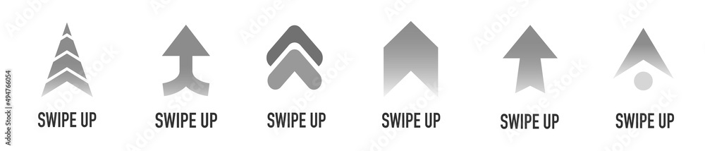 Poster swipe up buttons set for social media. flat design icons isolated on white back