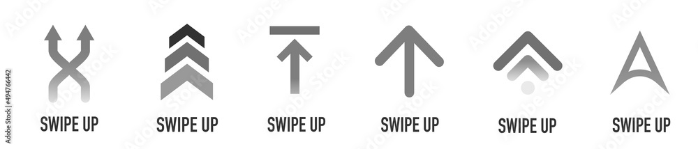 Poster swipe up buttons set for social media. flat design icons isolated on white
