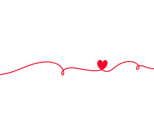 Red Heart. Heart line drawing. 