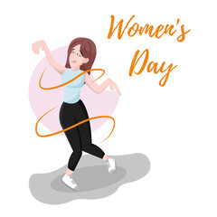 Isolated happy woman dancing Women day Vector