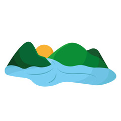 Isolated natural landscape with rivers and mountains Vector