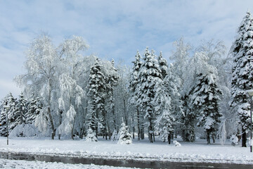 Winter view of South Park in city of Sofia, Bulgaria