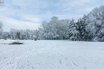 Winter view of South Park in city of Sofia, Bulgaria
