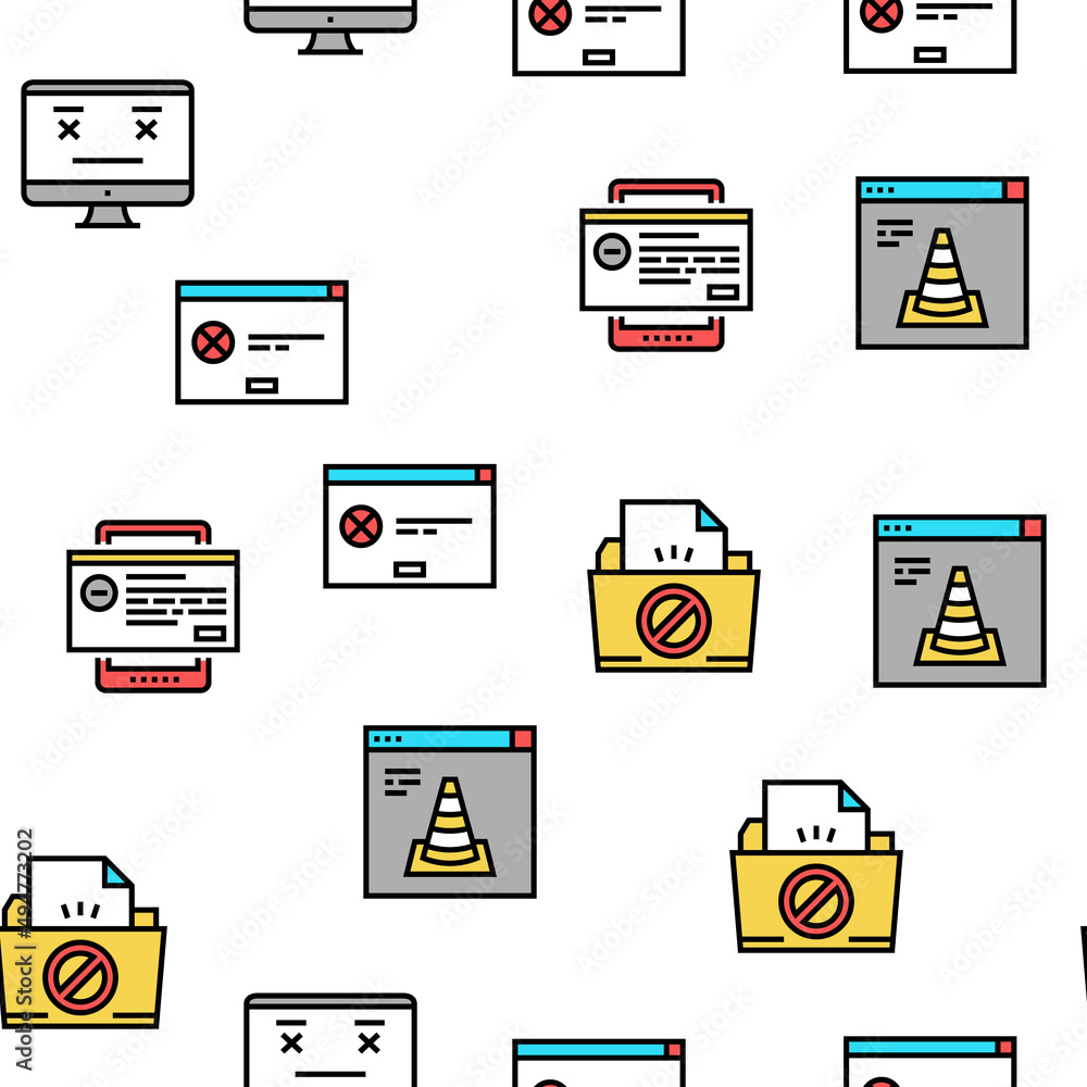 Poster not found web page vector seamless pattern thin line illustration