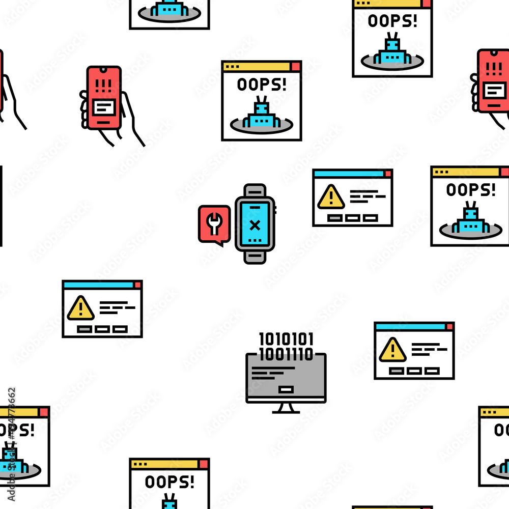 Poster not found web page vector seamless pattern thin line illustration