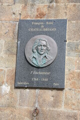 Chateaubiriand, siant-malo, hôtels écrivain, chambre, plaque