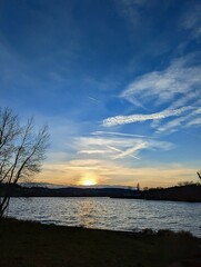sunset over the river