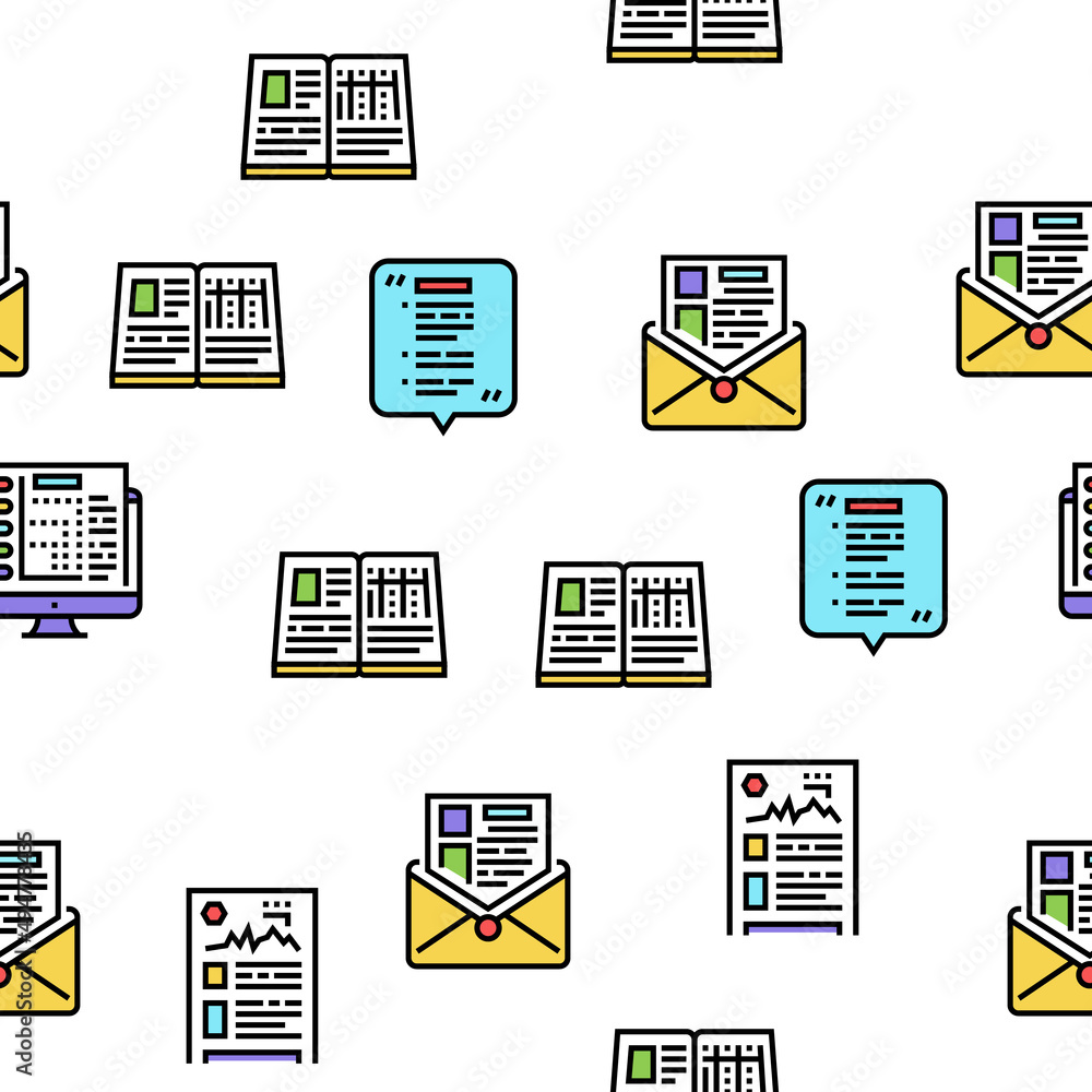 Poster reports documentation vector seamless pattern thin line illustration