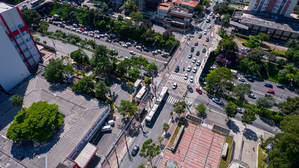 Aerial view of the city of São Paulo, Brazil.
In the neighborhood of Vila Clementino, Jabaquara. Aerial drone photo. Avenida 23 de Maio in the background. Residential and commercial buildings