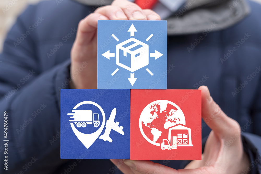 Poster concept of distribution and smart global logistics.