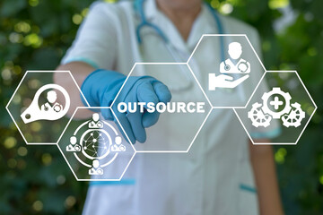 Medicine pharmacy concept of outsourcing work. Outsource International Hiring Medical Service...