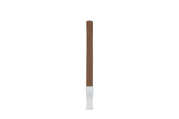 Cigar with mouthpiece isolated on white background.