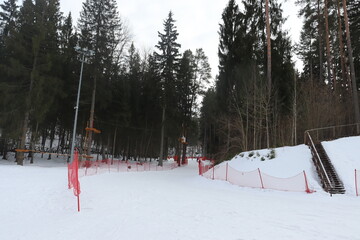 snowboad resort with riders in march