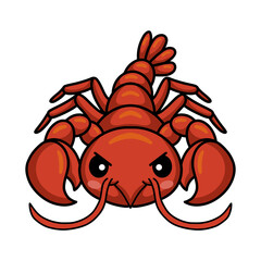 Cute angry little lobster cartoon