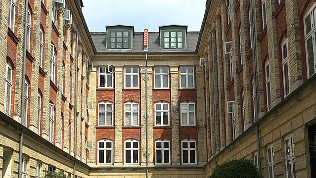 Beautiful facade of an old house. Copenhagen. Denmark.