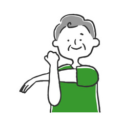 ストレッチをするシニア男性