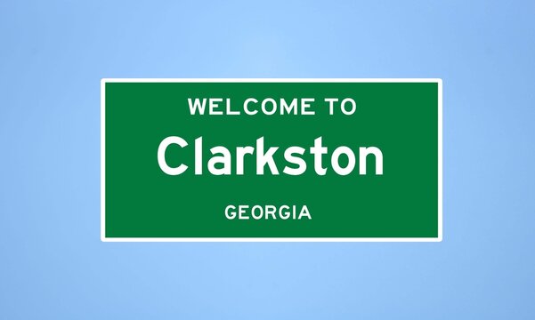 Clarkston, Georgia city limit sign. Town sign from the USA.