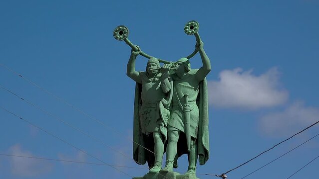 Monument trumpeter with lures. Copenhagen. Denmark.