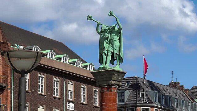 Monument trumpeter with lures. Copenhagen. Denmark.