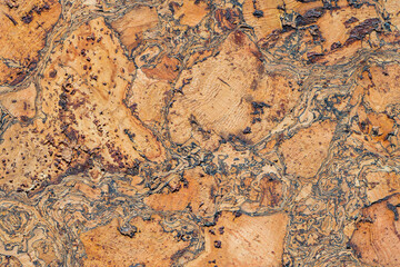 Decorative cork tile texture. Natural wooden cork sheet for wall decorations. Abstract background