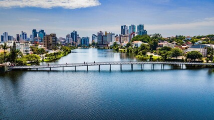 Obraz premium Torres RS - Aerial view of the Lagoa do Violão and the city of Torres in the background