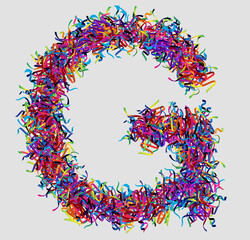 Font letter G vector design  made of yarn. font for your unique decoration, concept idea. smooth gradient color. Unique elements for your best design ; logo, font, corporate identity, application